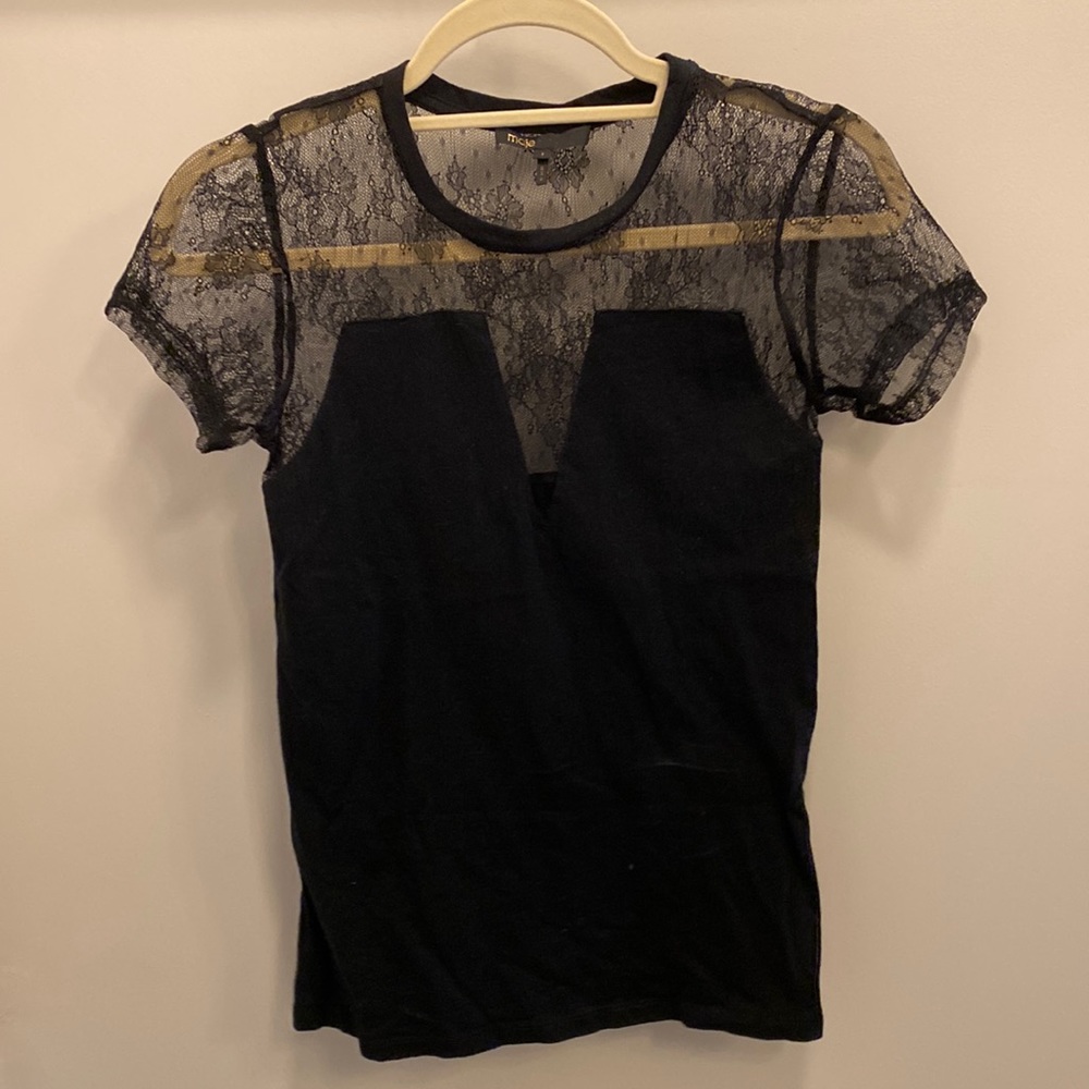 Maje black shirt with lace